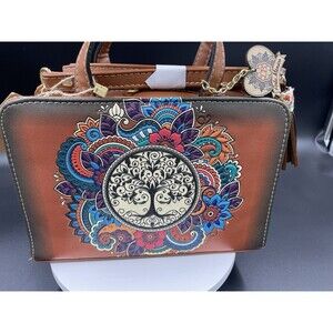Purse Handbag Cross Body Genuine Leather Tree of Life Hand Made  Artisanal